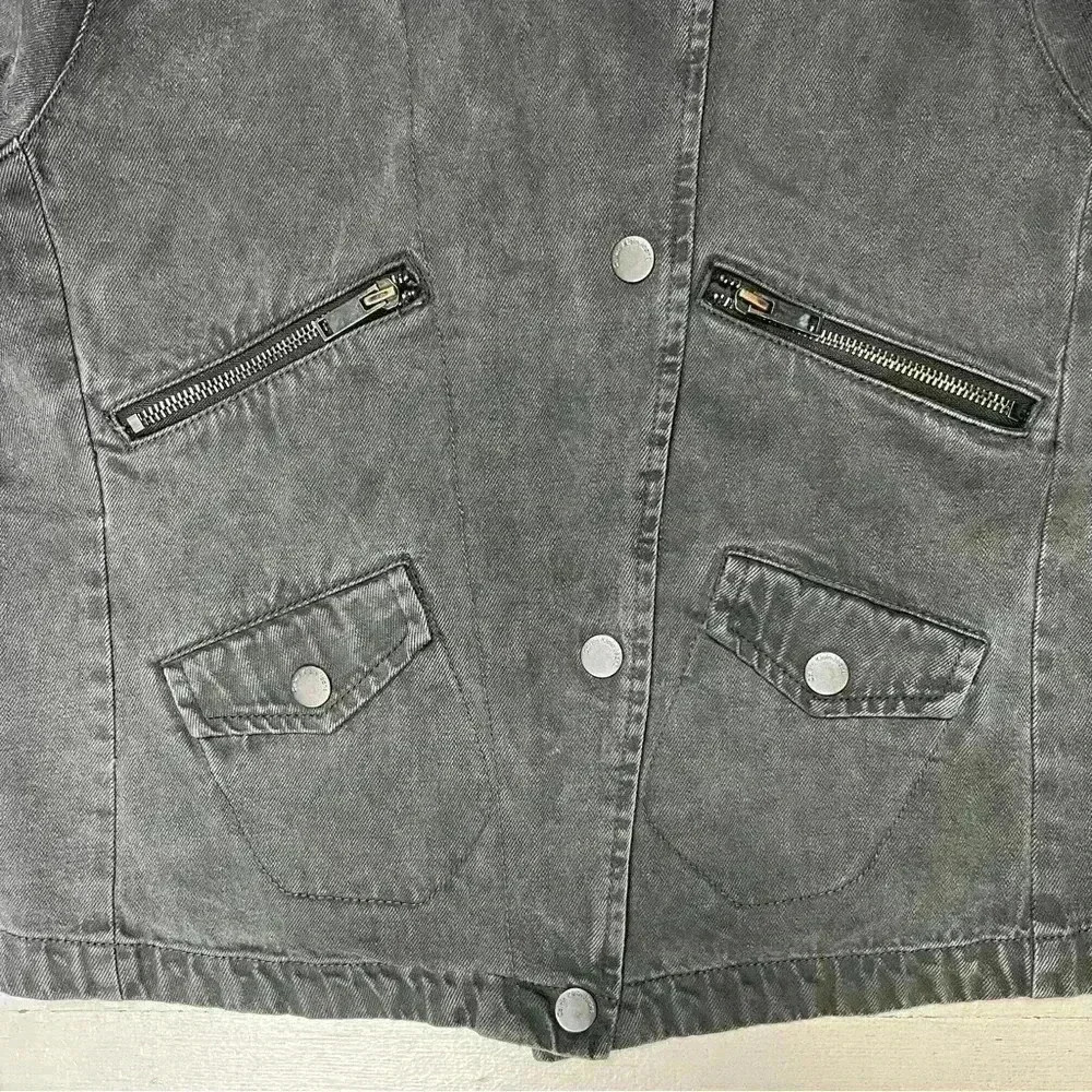 Vintage Calvin Klein Black Wash Denim Biker Style Jacket Women’s Size Small - Picture 2 of 12